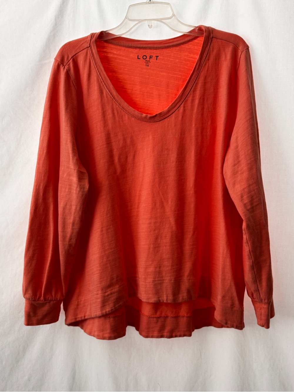 LOFT Long Sleeve Scoop Sweatshirt - peach